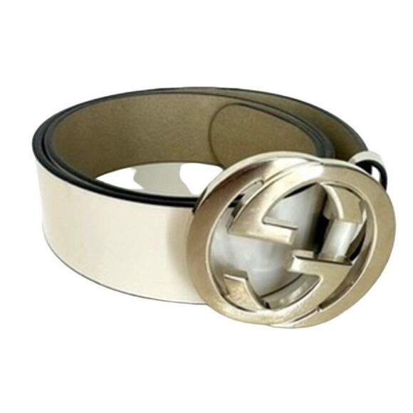 Gucci Accessories - Authentic Gucci Patent Leather Interlocking G Belt in Creamy White